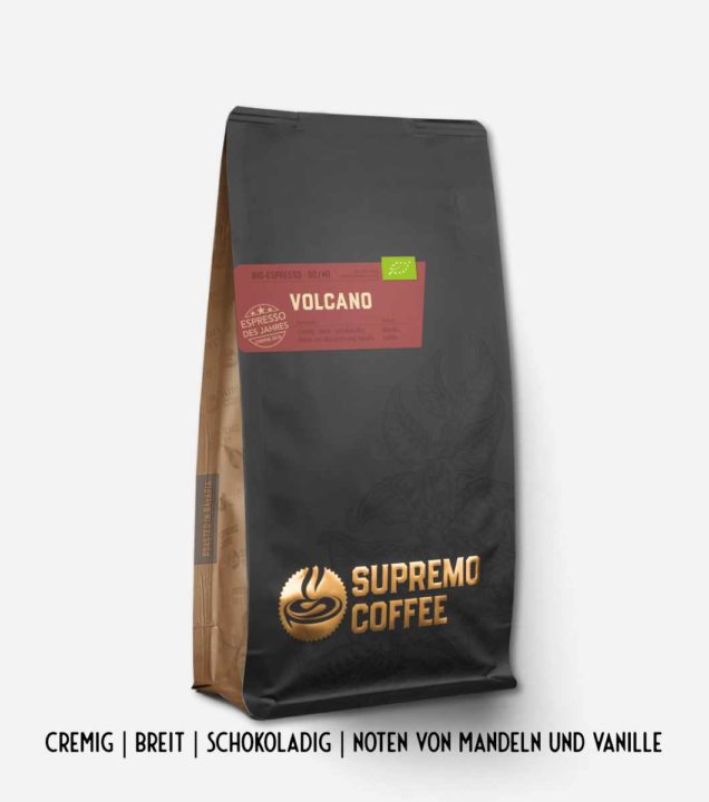 Bio-Espresso Volcano: Prämierte Kreation mit Noten von Schokolade, Mandel und Vanille